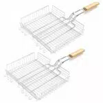 HANHAN 2 Pezzi Cesto Griglia Alto per Barbecue in Acciaio 31x24x5cm