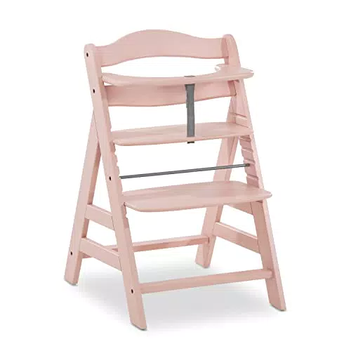 Hauck Seggiolone Pappa in Legno Alpha+ - Resistente al Ribaltamento - Seggiolone Evolutivo da 6 mesi fino a 90 kg - Rosa