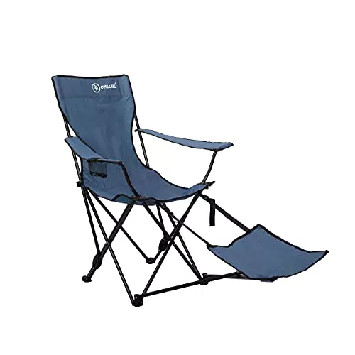 Homecall Sedia pieghevole da campeggio in acciaio con poggiapiedi e schienale regolabile colore blu