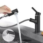 HOMELODY Doppia Funzione Rubinetto Bagno con Doccetta Estraibile Nero Miscelatore Lavabo Bagno con Estraibile Acqua Calda e Fredda