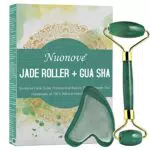 Jade Roller, Rullo di Giada, Gua Sha, Jade Roller Massagerassaggiatore Viso e Gua Sha Scrap Setassaggio Strumento Naturale Rilassa Viso e Collo