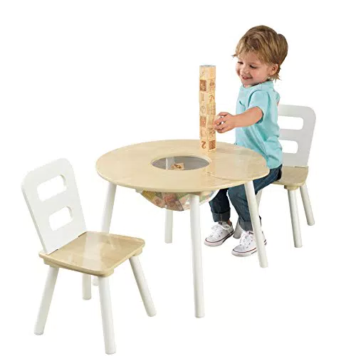 KidKraft 27027 Set Tavolo Rotondo con 2 Sedie in Legnoobili per Camera da Letto e Sala Giochi per Bambini