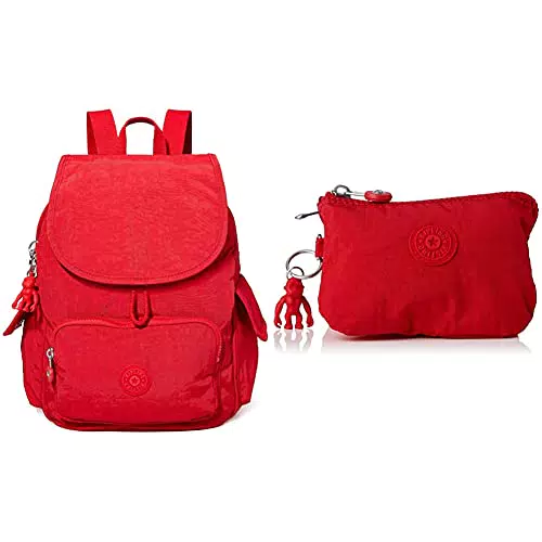Kipling City Pack S, Backpacks Donna, Red Rouge, 19x27x33.5 cm+Pouches/Cases - Custodia da donna Red Rouge