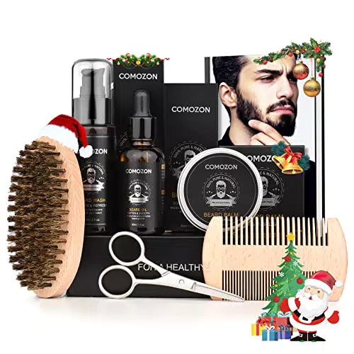 Kit da Barba Uomo con Balsamo Barba, Olio Barba, Shampoo Barba, Regola Barba, Pettine Barba, Spazzola Barba