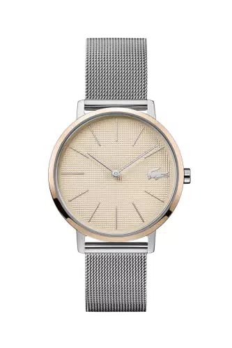 Lacoste Orologio Analogico al Quarzo da Donna con Cinturino in Maglia Metallica in Acciaio Inossidabile Argentato - 2001072