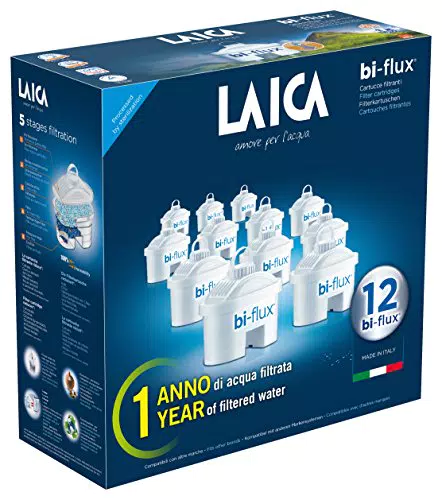 Cartuccia filtrante per acqua LAICA Bi-Flux Preserva i sali minerali riducendo cloro e metalli pesanti Riduce la durezza dell'acqua del rubinetto Filtro per brocche d'acqua