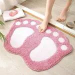 LAOSHIZI Tappetini per Il Bagno Tappetino Assorbente Antiscivolo per Bagno Domestico Super Morbido Soggiorno Entrata Tappeto（Rosa）