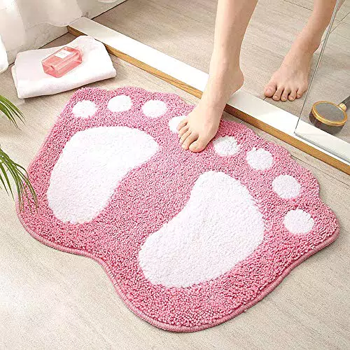 LAOSHIZI Tappetini per Il Bagno Tappetino Assorbente Antiscivolo per Bagno Domestico Super Morbido Soggiorno Entrata Tappeto（Rosa）
