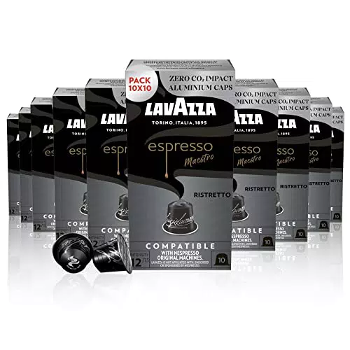 Lavazza, Espresso Maestro Ristretto, 100 Capsule in Alluminio Compatibili con Macchine Nespresso Original