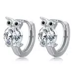 LDUDU Orecchini a cerchio, in argento Sterling con cristallo zircone bianco con sigillo in argento S925