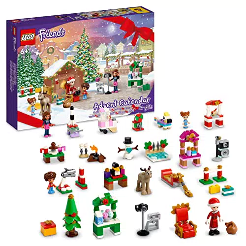 LEGO 41706 Friends Calendario dell'Avventoet 2022, 24 Giochi Creativi Natalizi con Babbo Natale