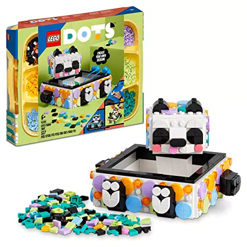 LEGO 41959 DOTS Il Simpatico Panda Portaoggettiet Scatola Fai da Te con Panda Giocattolo Portagioiecatola Portaoggetti
