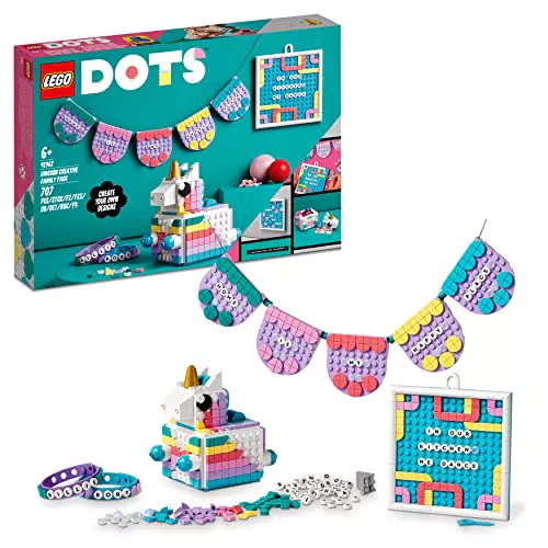 LEGO 41962 DOTS Family Pack Creativo - Unicorno, Idea Regalo per Bambine e Bambiniet Giocattoli 5in1catola Portaoggetti