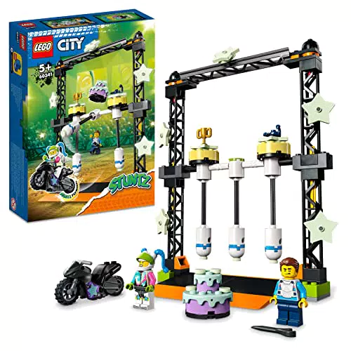 LEGO 60341 City Stuntz Sfida Acrobatica KO, Moto Giocattolo Carica e Vai con Minifigure