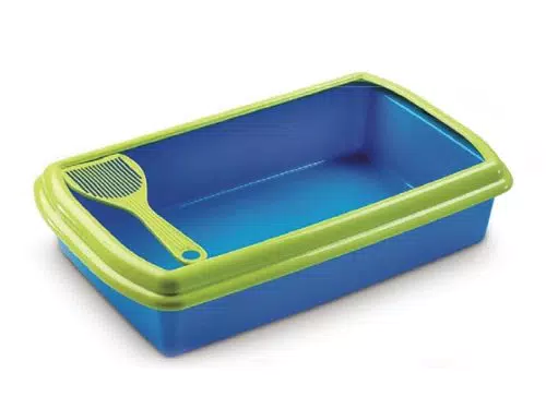 Lettiera Igienica per Gatti con Paletta in Plastica Toilette Colore Blu o Rosa