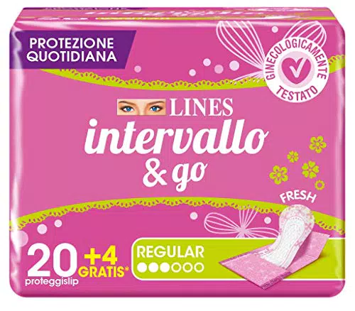 Lines Intervallo & Go Regular, Confezione da 24 Proteggislip