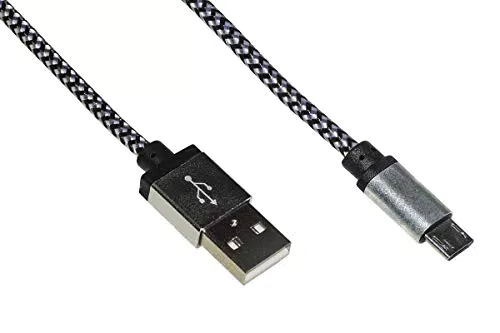LINK LKGZ02 Cavo Micro USB MT 1 Guaina Intrecciata Colore Argento/Nero