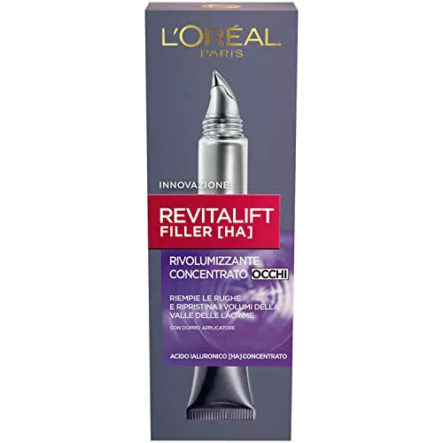 L'Oréal Paris Contorno Occhi Revitalift Filler, Azione Antirughe Rivolumizzante con Acido Ialuronico Concentrato