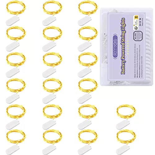 Luci LED a Batteria, 1M 20 Pezzi Micro Luci Stringa 10 LEDs Filo di Rame Impermeabile Catena Luminos Decorativa per Esterni e Interni