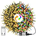 Luci Natale Esterno - 20M 200LED Luci Albero di Natale Bianco Caldo & Multicolore