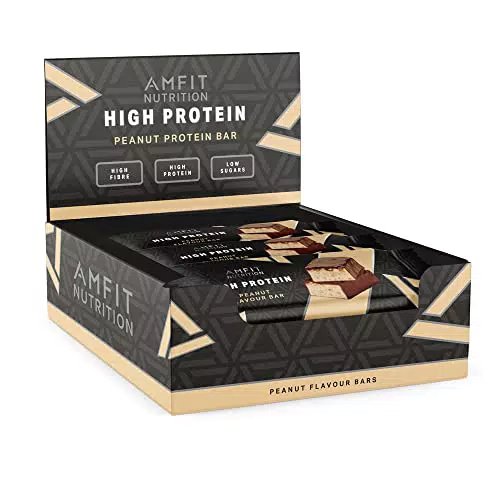Marchio Amazon- Amfit Nutrition Barretta proteica a basso contenuto di zuccheri - arachidi - Confezione da 6