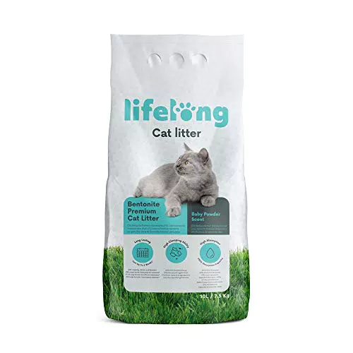 Marchio Amazon - Lifelong Lettiera per gatti, bentonite premium al profumo di borotalco