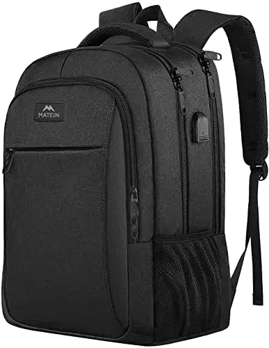 MATEIN Zaino Uomo Zaino per PC Portatile, 15, 6 Pollici Zaino Porta PC con Caricatore USB Zaino da Lavoro