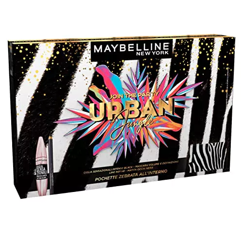 Maybelline New York Kit Make-Up Occhi, Composto da Mascara Ciglia Sensazionali Intense Black e Matita Occhi Line Refine