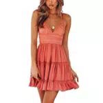 Meaner Vestito da Donna con Arco, Volant e Orlo Smocked