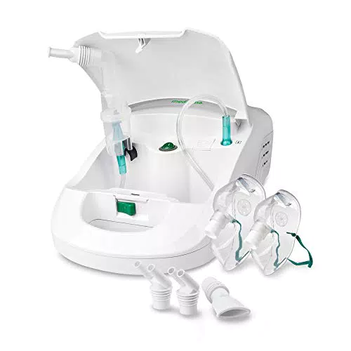 medisana IN 550 inalatore, nebulizzatore a compressore con boccaglio e maschera per adulti e bambini