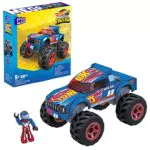 MEGA Hot Wheels - Giocattolo da costruzione Monster Truck Race Ace con 69 mattoncini e 1 micro personaggio snodato
