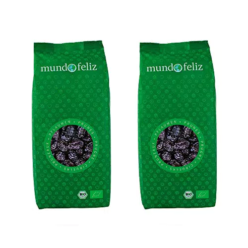 Mundo Feliz, Prugne Denocciolate Essiccate Biologiche, 2 x 500 g