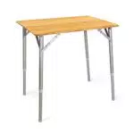 Navaris Tavolo da Campeggio Pieghevole 65x50cm - Tavolino Richiudibile in Legno di bambù - Gambe Alluminio Altezza Regolabile 42-65cm - Camping Table