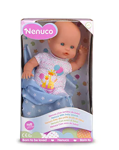 NENUCO - Bambola Nenuco bebè con copertina azzurra e con suoni come un vero bebè