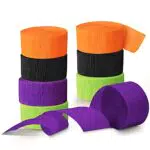 NICROLANDEE Forniture per feste di Halloween, 8 rotoli di carta crespa nera arancione con nappe Streamer per feste a tema Halloween