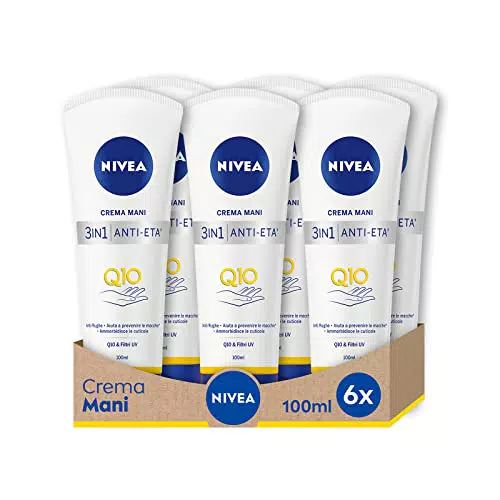 Nivea Crema Mani Anti-Età Q10 Complex, Anti-Rughe e Anti-Macchie in Confezione da 6 x 100 ml