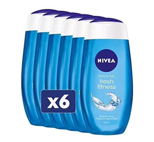 Nivea Doccia Gel Fresh Fitness in Confezione da 6 x 250 ml
