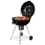 Novhome Barbecue a Carbone, BBQ Grill Ø 56cm con Raccoglitore di Fuliggine e Termometro Barbecue Grilia per Campeggi Festa