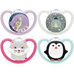 NUK Ciuccio Space e Space Night, multicolore, 4 pezzi
