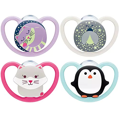 NUK Ciuccio Space e Space Night, multicolore, 4 pezzi