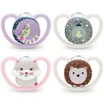 Nuk Nuk Ciuccio Space E Space Night, 0-6 Mesi, 4 Pezzi 150 get Notte E Giorno