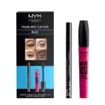 NYX Professional Makeup Your Epic Cat Eye, Kit Occhi Epic Ink Eyeliner Nero e On The Rise Mascara Nero