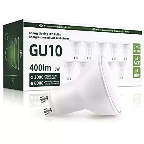 OGADA GU10 Lampadine LED, 5W Equivalenti a 40W, 400 lumenuce Bianca Calda 3000K