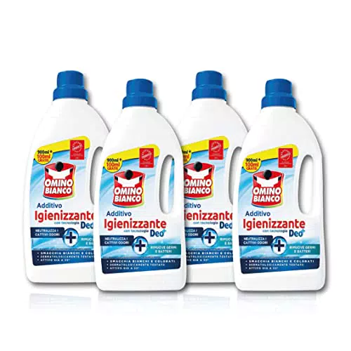 Omino Bianco - Additivo Igienizzante Liquido per Bucato, 4 Confezioni