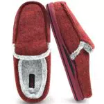 ONCAI Pantofole Uomo Invernali Ortopedici Scarpe da Casa Peluche Supporto per Arco Ciabatte in Memory Foam Banda Suola in Gomma Antiscivolo Supporto Dell'arco Plantare Rosso Dimensione 44