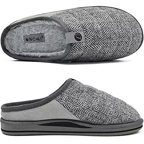 ONCAI pantofole uomo inverno Memory Foam Supporto arco peluche riscaldanti antiscivolo uomini Ciabatte da Casa Taglia IT