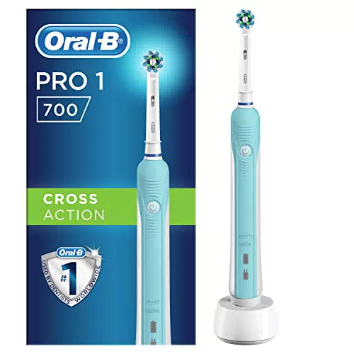 Oral-B Pro 1-700 Spazzolino Elettrico, Con Testine Oral B Cross Action