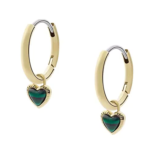 Orecchini a Cerchio Georgia Modern Meadows Green Malachite Heart Huggie