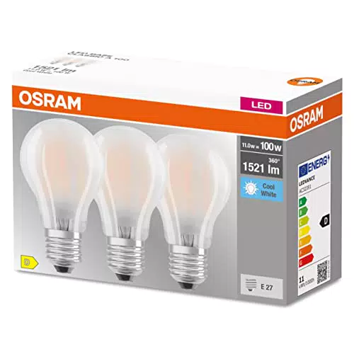 OSRAM LED BASE Classic A100, lampade LED a filamento smerigliato in vetro per base E27