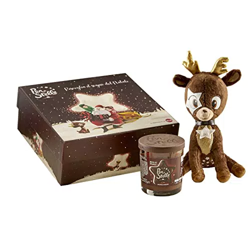 Pan di Stelle Gift Box "Peluche Cometa", Idea Regalo con Renna di Peluche by Trudi e Vasetto di Crema Pan di Stelle